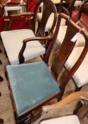 A pair of George III style mahogany open armchairs and a Queen Anne walnut side chair (3)