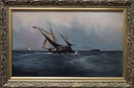 Attributed to FW Meyer, oil on board, Marine coastal scene