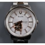 A gentleman's modern stainless steel Bulova automatic wrist watch with box.