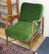 A pair of Julian Chichester Chagal walnut armchairs