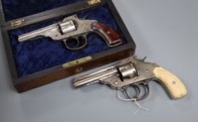 An American cased revolvers and another, both de-activated and with certificates