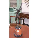 A bronze dancer, signed B. Zach, on marble base overall height 65cm