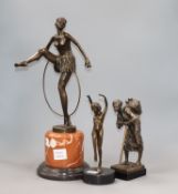 Three modern bronze figures, all signed