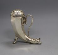 A late Victorian silver cornucopia shaped sugar caster, with duck's head terminal, Henry Matthews,