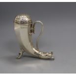 A late Victorian silver cornucopia shaped sugar caster, with duck's head terminal, Henry Matthews,