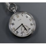 A chrome cased Cyma military pocket watch, case back engraved "G.S.T.P. T 4782".