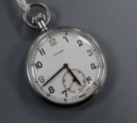 A chrome cased Cyma military pocket watch, case back engraved "G.S.T.P. T 4782".