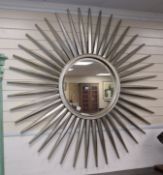 A large contemporary silvered starburst mirror Diameter 166cm