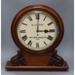 A Victorian mahogany fusee wall clock, the dial signed S J Clegg 168 New Cross Road. S.E.