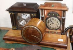 Three mantel clocks