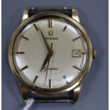 A gentleman's 1960's 9ct gold Omega manual wind wrist watch (no strap).