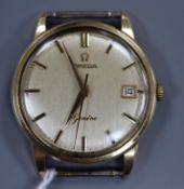 A gentleman's 1960's 9ct gold Omega manual wind wrist watch (no strap).