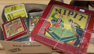 A collection of children's board games (including 'Jiggle-Joggle), jigsaw puzzles, birthday