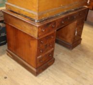 A Victorian burr walnut pedestal desk W.129cm