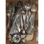 A group of small silver and plated flatware (some Christofle)