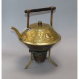 A Victorian embossed brass spirit kettle, in the manner of Dresser overall height 25cm