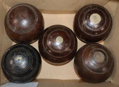 Five vintage bowling woods