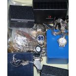 A collection of assorted wrist and pocket watches and watch keys.