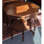 An Edwardian mahogany octagonal centre table, Edwards & Roberts W.75cm