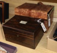 Two Victorian rosewood dressing cases (one in outer case)