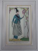 Four French fashion plate reproductions, 18 x 11cm