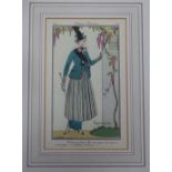 Four French fashion plate reproductions, 18 x 11cm