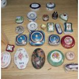 A collection of mixed enamel boxes including Limoges and Halcyon Days