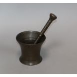 A 17th century Continental bell metal mortar and pestle