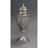 An Edwardian silver vase shaped sugar vase by Charles & George Asprey, London, 1907, 20cm, 7 oz.