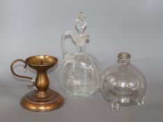 A wasp catcher, a claret jug and a chamberstick