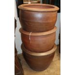 Three earthenware garden planters Diameter 50cm