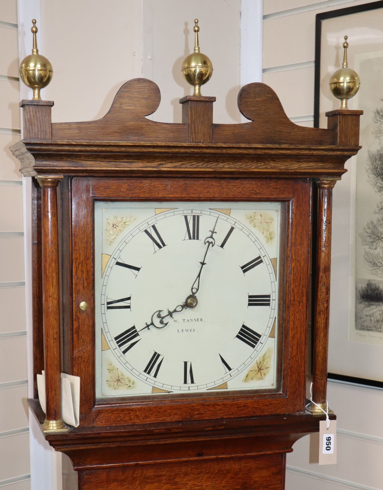 A George III oak 30 hour longcase clock by W. Tanner, Lewes H.202cm