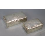 Two late Victorian silver mounted cigarette boxes, London, 1892 and 1898, largest 18.1cm.