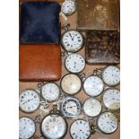 Sixteen assorted nickel and other base metal pocket watches including Waltham, Lanco, Ingersoll