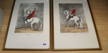 Johann Elias Ridinger (1698-1767), a pair of hand-coloured engravings depicting scenes of equestrian