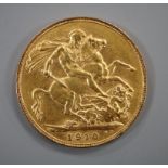 An Edward VII 1910 gold sovereign