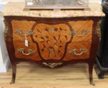 A Louis XV style inlaid bombe commode W.104cm