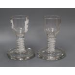 A pair of George III opaque twist stem toastmaster glasses