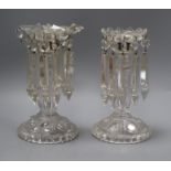 A pair of Baccarat-style glass lustres height 24cm