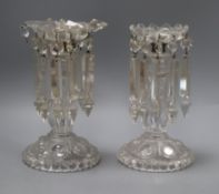 A pair of Baccarat-style glass lustres height 24cm