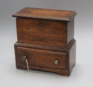 An 18th century and later miniature oak mule chest height 33cm