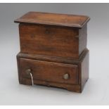 An 18th century and later miniature oak mule chest height 33cm