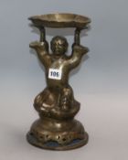 A Chinese bronze figure of a kneeling man height 28cm