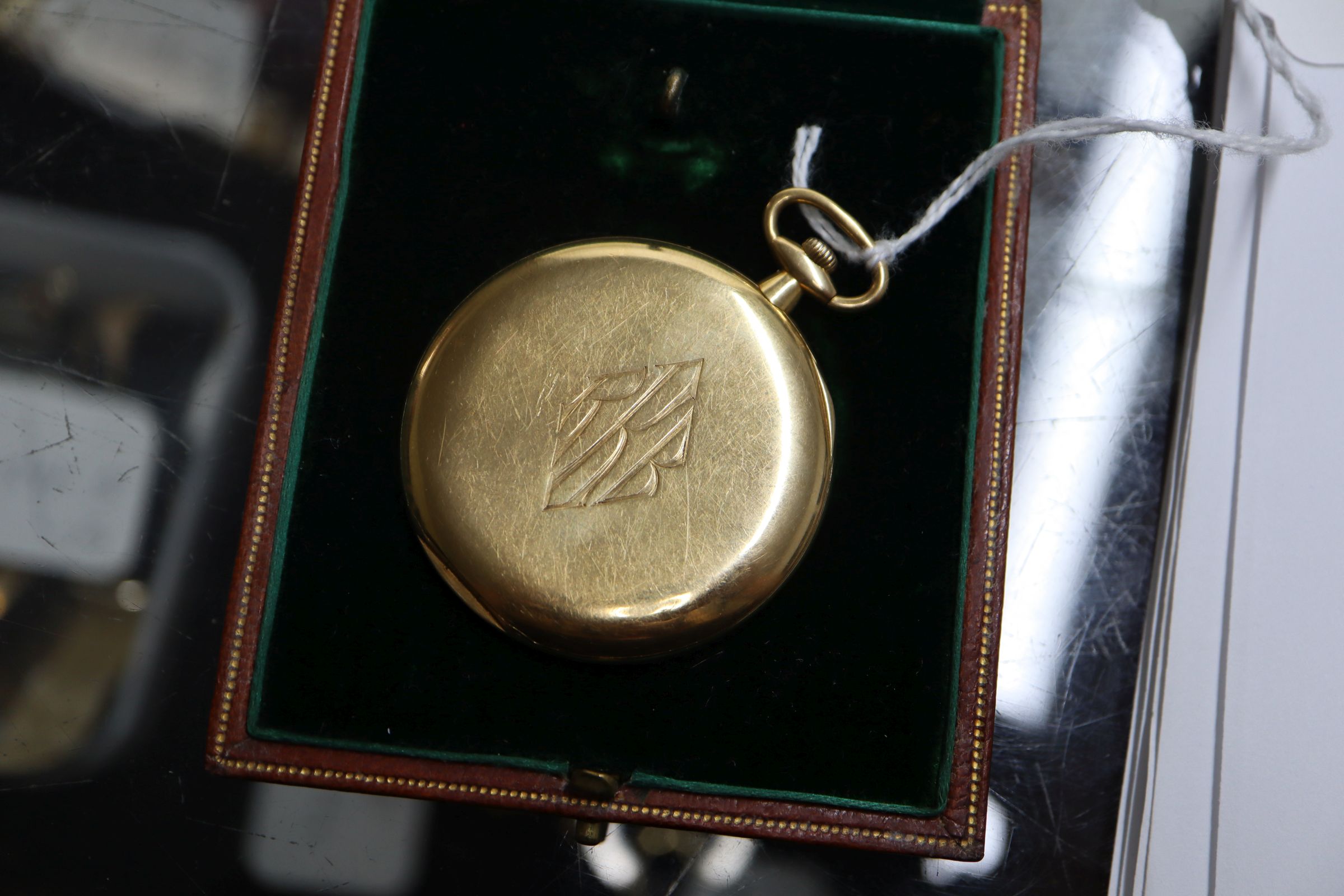 A Tiffany & Co 18ct gold-cased open face pocket watch having circular gilt Arabic dial with - Image 2 of 9