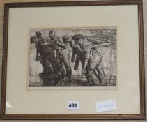 Frank Brangwyn, photo lithograph, 'The Tow Rope', 16 x 23cm