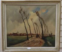 Constance Van Der Velde, oil on canvas, Windswept landscape, signed, 69 x 79cm