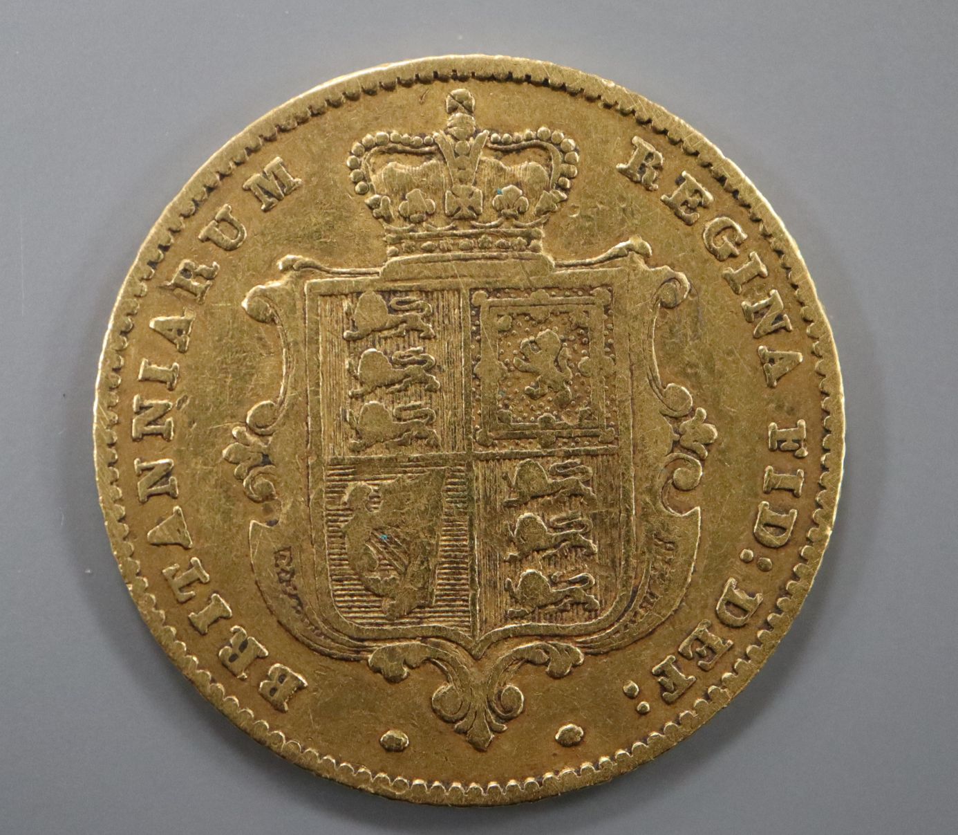 A Victorian gold half sovereign, 1853.