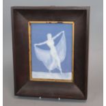 A framed Art Deco Limoges pate-sur pate plaque depicting a dancer, signed A. Barrieze 20 x 14cm