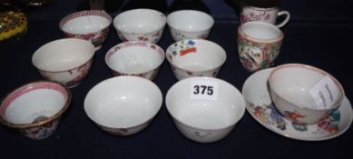An 18th century famille rose tea bowl and saucer and other 18th/19th century Chinese famille rose