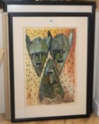 Steynhaus, mixed media on paper, Studies of African masks, signed and dated '96, largest 64 x